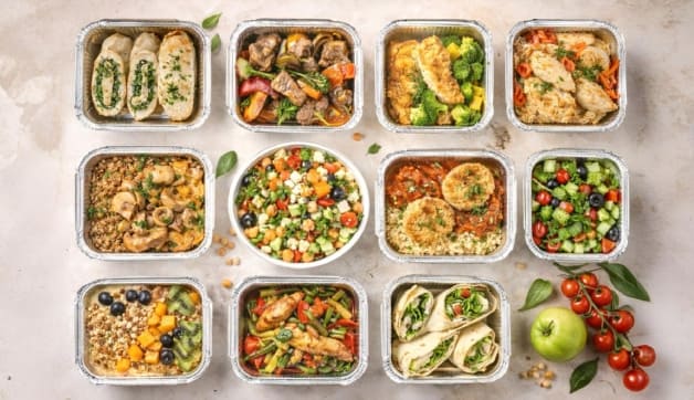 Готовая еда для похудения с доставкой: сбалансированные блюда в контейнерах, включая курицу, рыбу и овощи