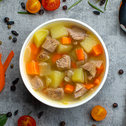 potato-soup-beef-and-green-peas